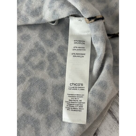 Chico's Animal Print Pullover Top Three Buttons on Sleeve Tan and Black Large - Picture 7 of 11